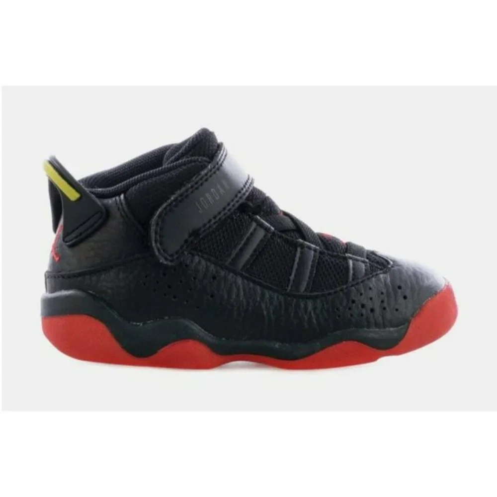 Nike Air Jordan 6 Rings Sneakers Black University Red 323420-063 Toddler Size 6C